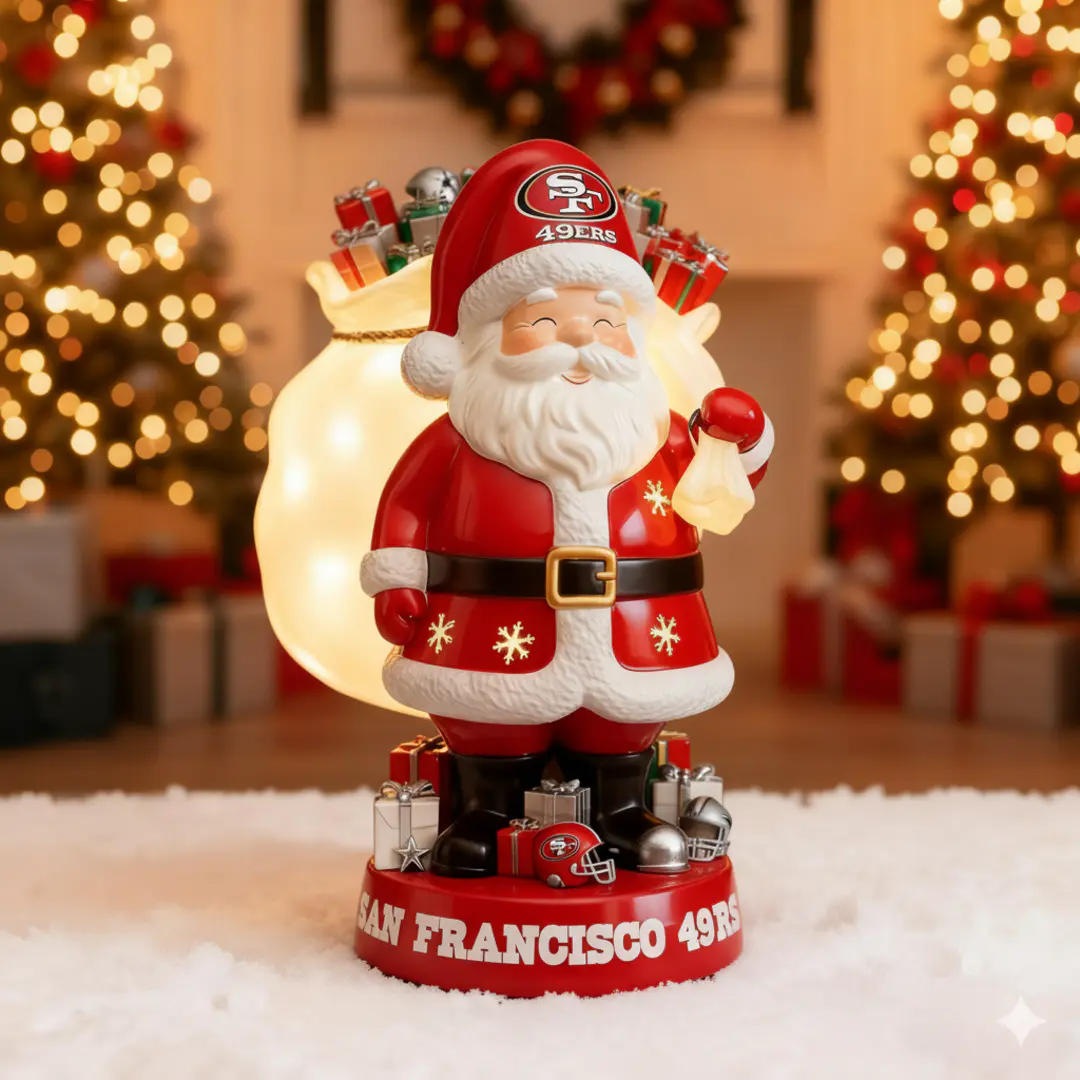 UNIQUE NFL X SF Santa Claus LED NITE Holiday Statuary NDT NHM