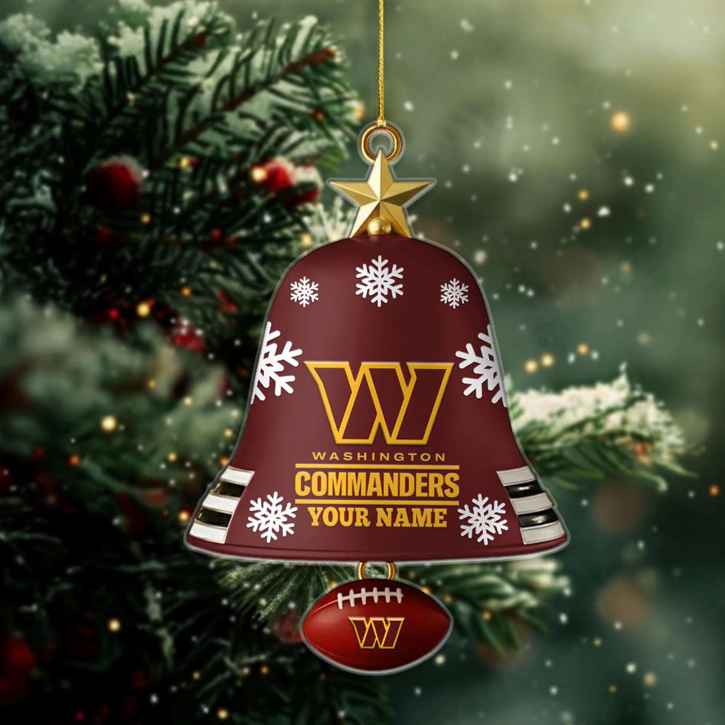 WAS x NFL Christmas Bell Ornament Custom Any Name DatND DVT