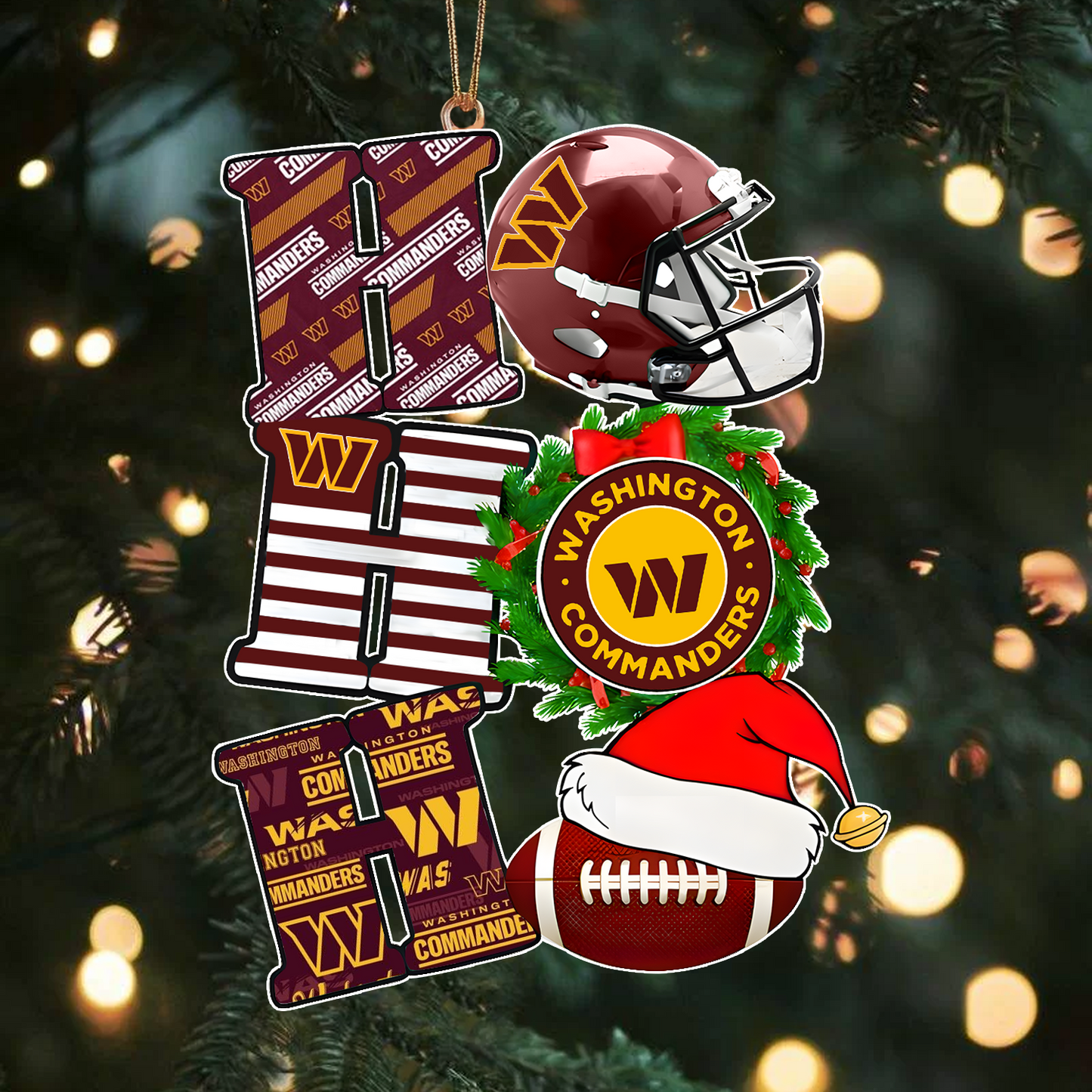 WAS x NFL Christmas Ho Ho Ho Ornament 0101 DatND ThuongNH