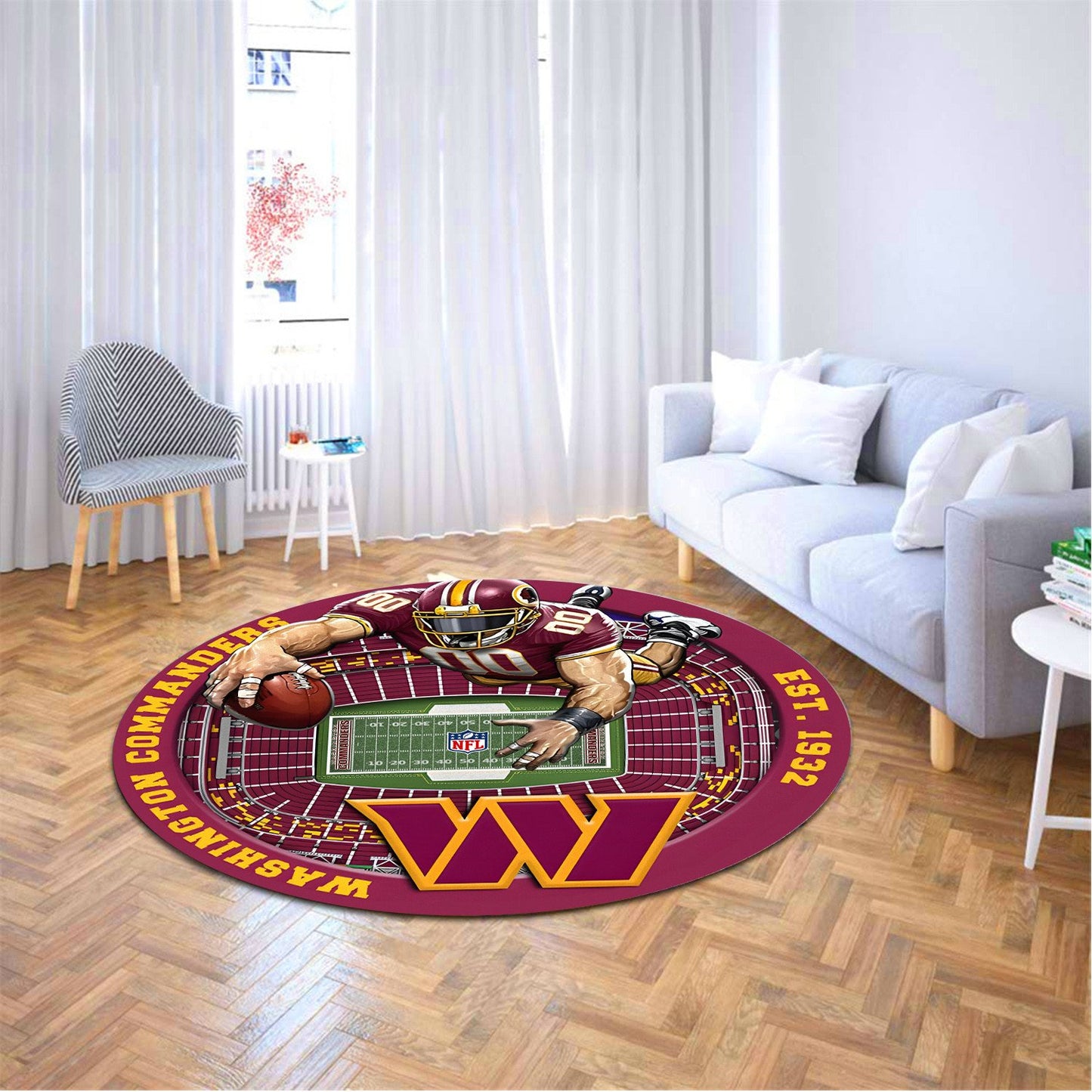 WAS x NFL Luxury 3D Round Rug DatND DVT