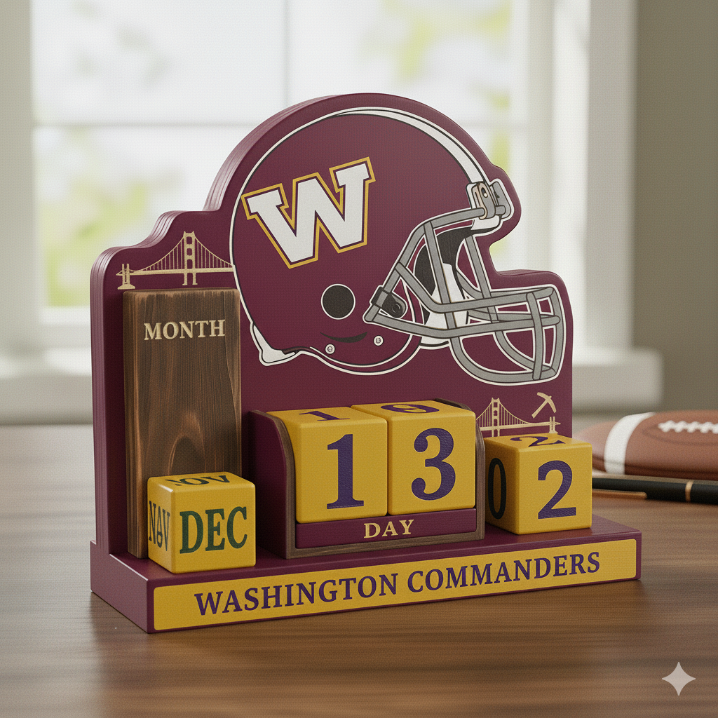 NFL Football Team Perpetural Wood Block Calendar DDT CTND