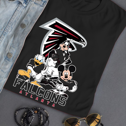 Atlanta Falcons Mickey Goofy Donald Disney NFL T-Shirt DATND TANTD