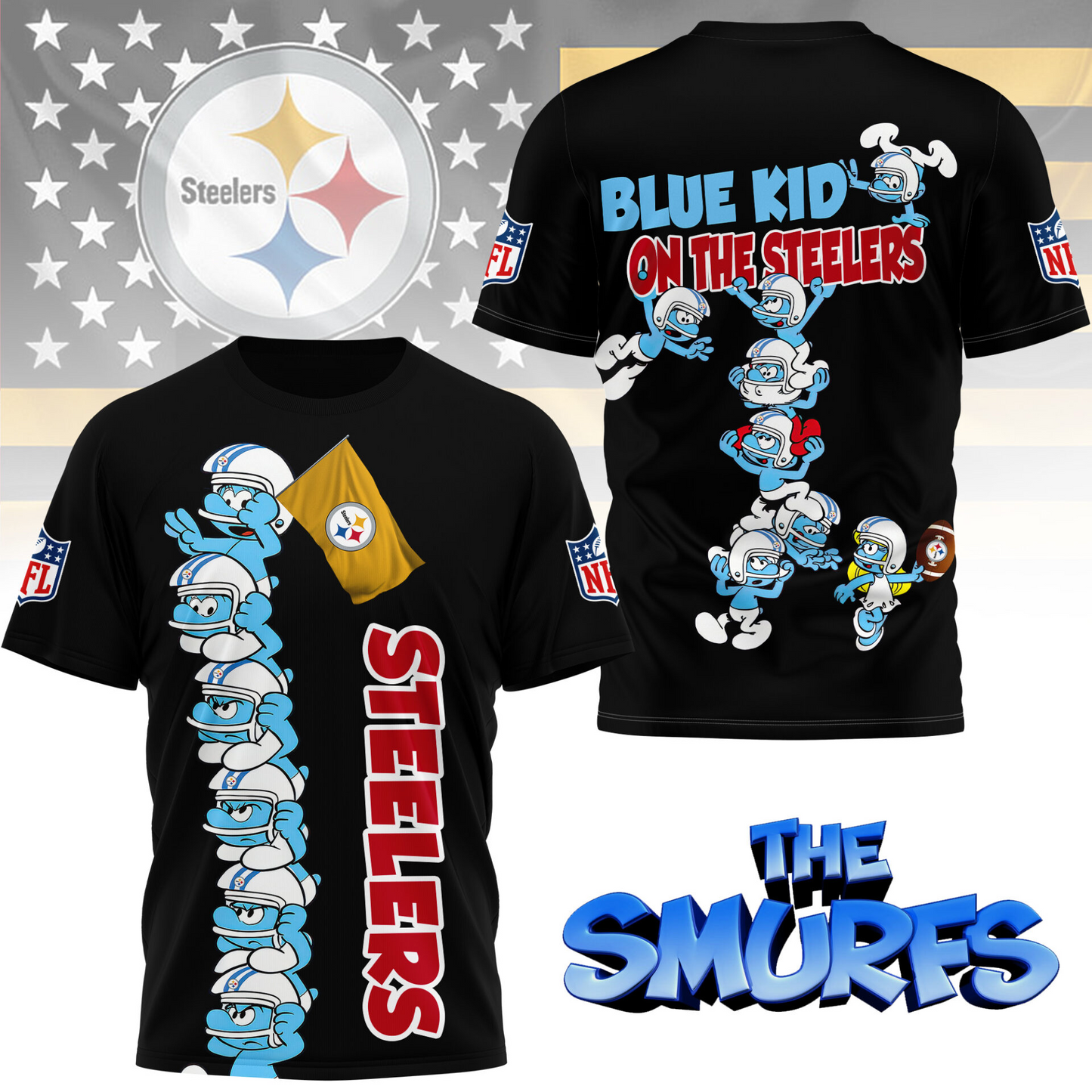 PS Premium NFL x Smurfs 3D Shirt DDT 210725 CTND