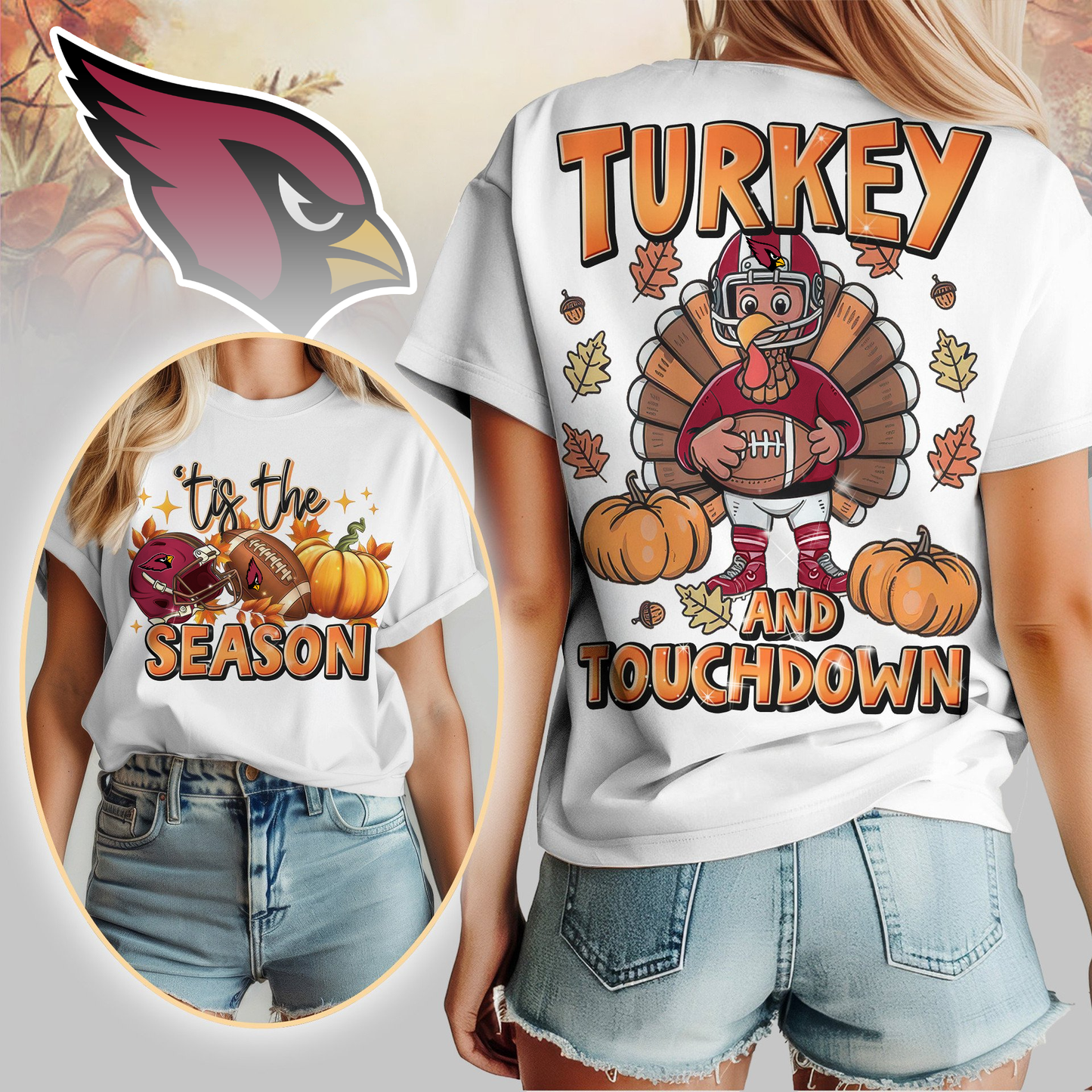 AC Premium NFL Turkey and Touchdown Women's Shirt DDT NTL