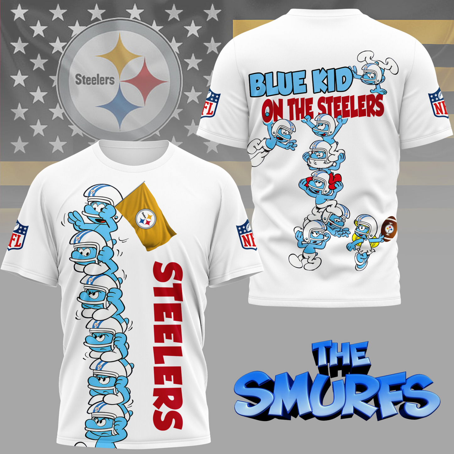 PS Premium NFL x Smurfs 3D Shirt DDT 210725 CTND