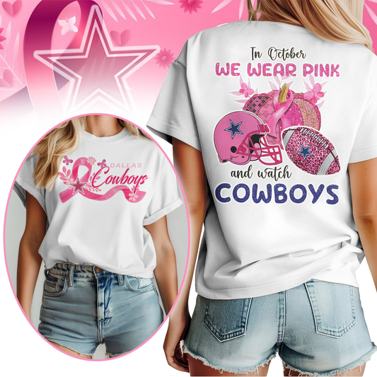 In October We Wear Pink And Watch DC Shirt DDT NTL