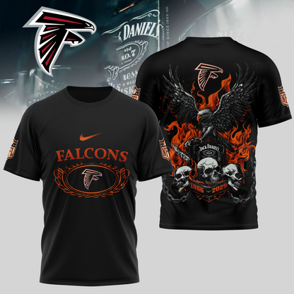 AF Premium NFL Flaming Eagle Skull T-Shirt DDT CTND