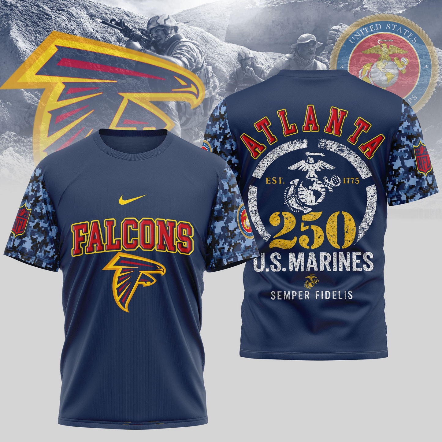 AF Premium U.S.M.C 250 Years Semper Fi 3D Shirt DDT TTV