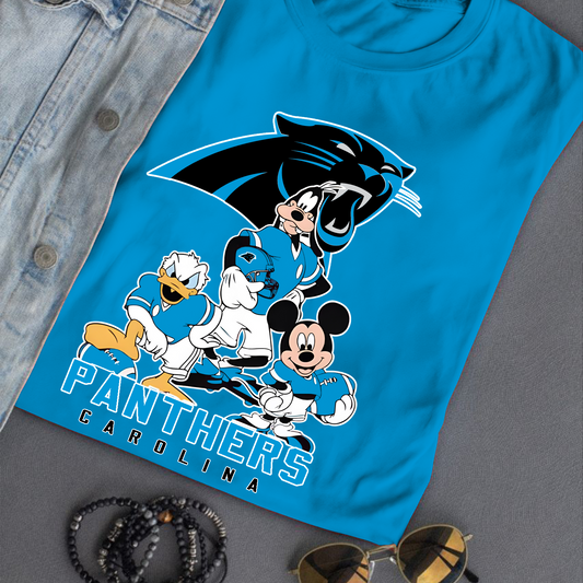 Carolina Panthers Mickey Goofy Donald Disney NFL T-Shirt DATND TANTD