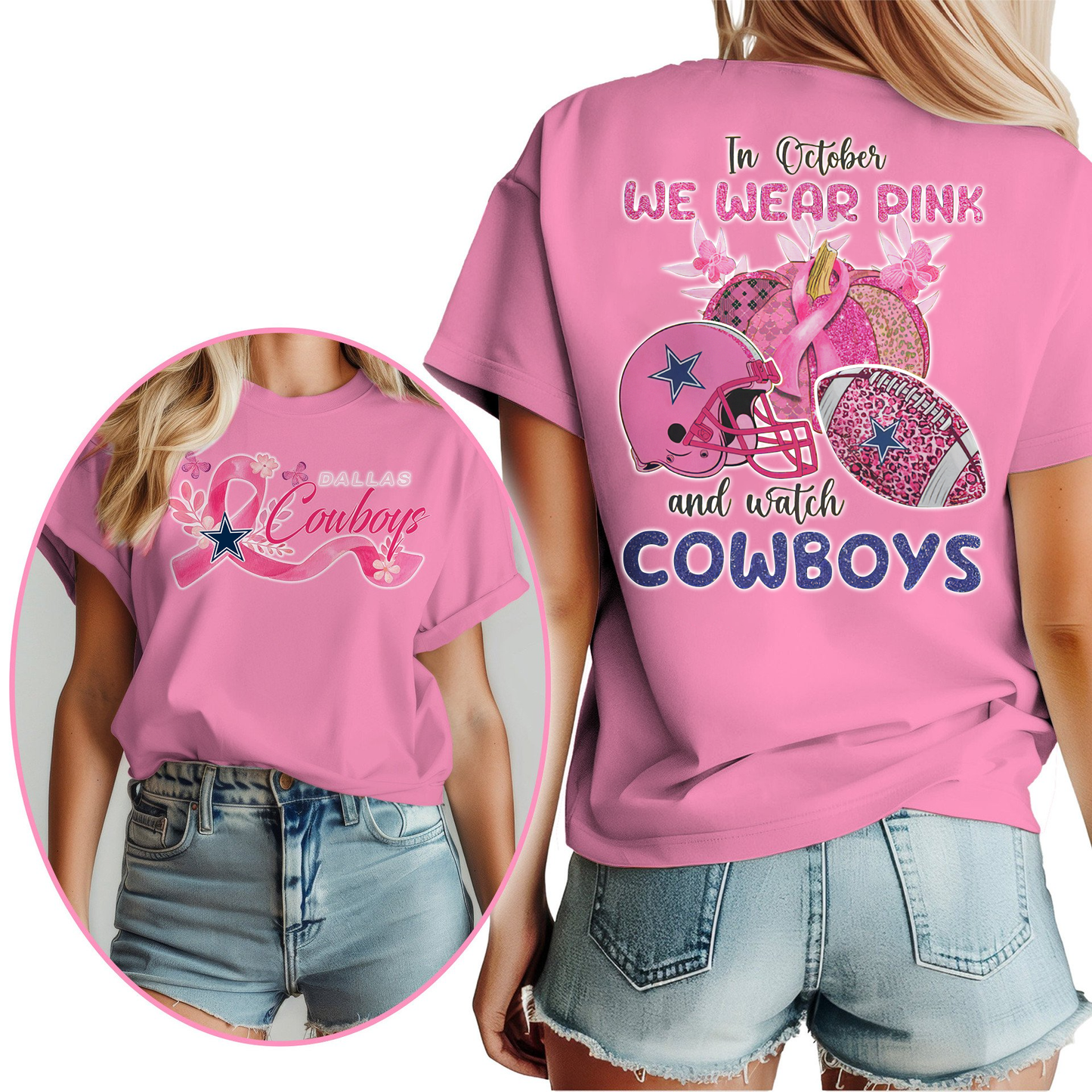 In October We Wear Pink And Watch DC Shirt DDT NTL