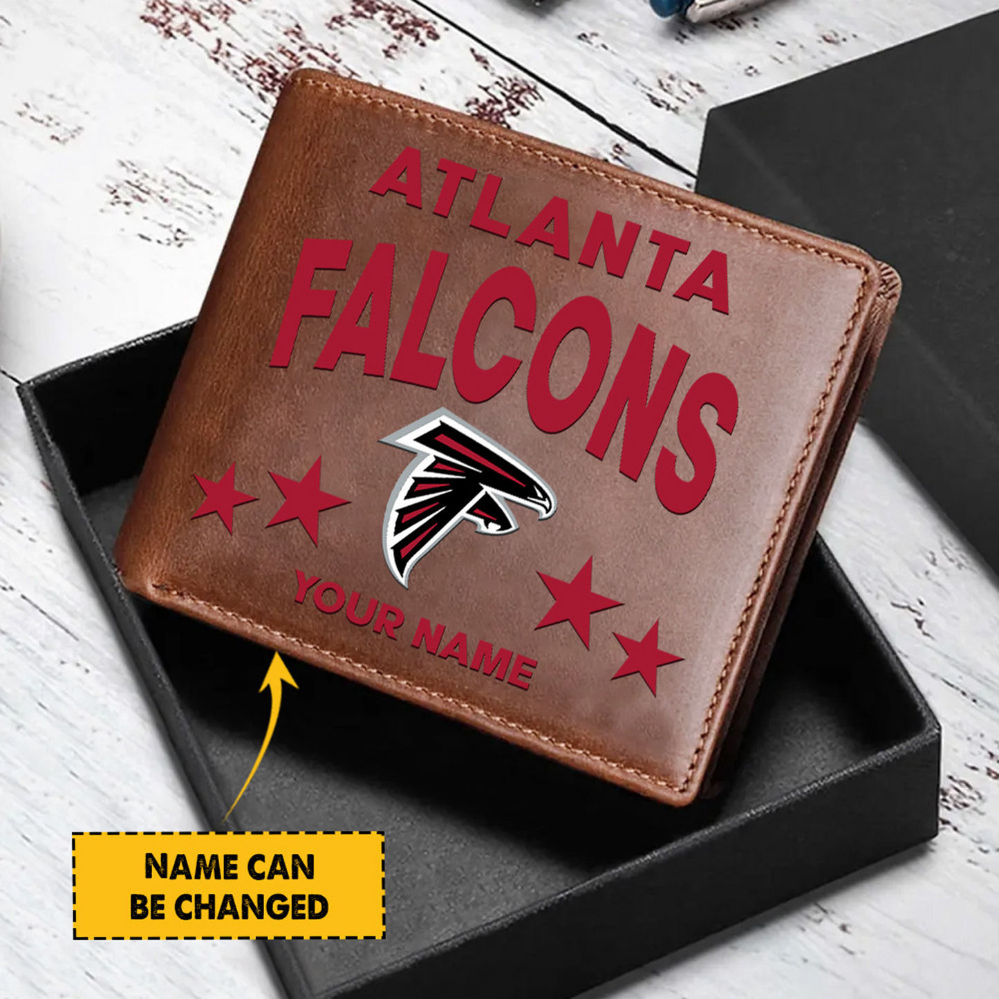 ALT Football Leather Man Black Brown Wallet Personalized Any Name DATND TANTD
