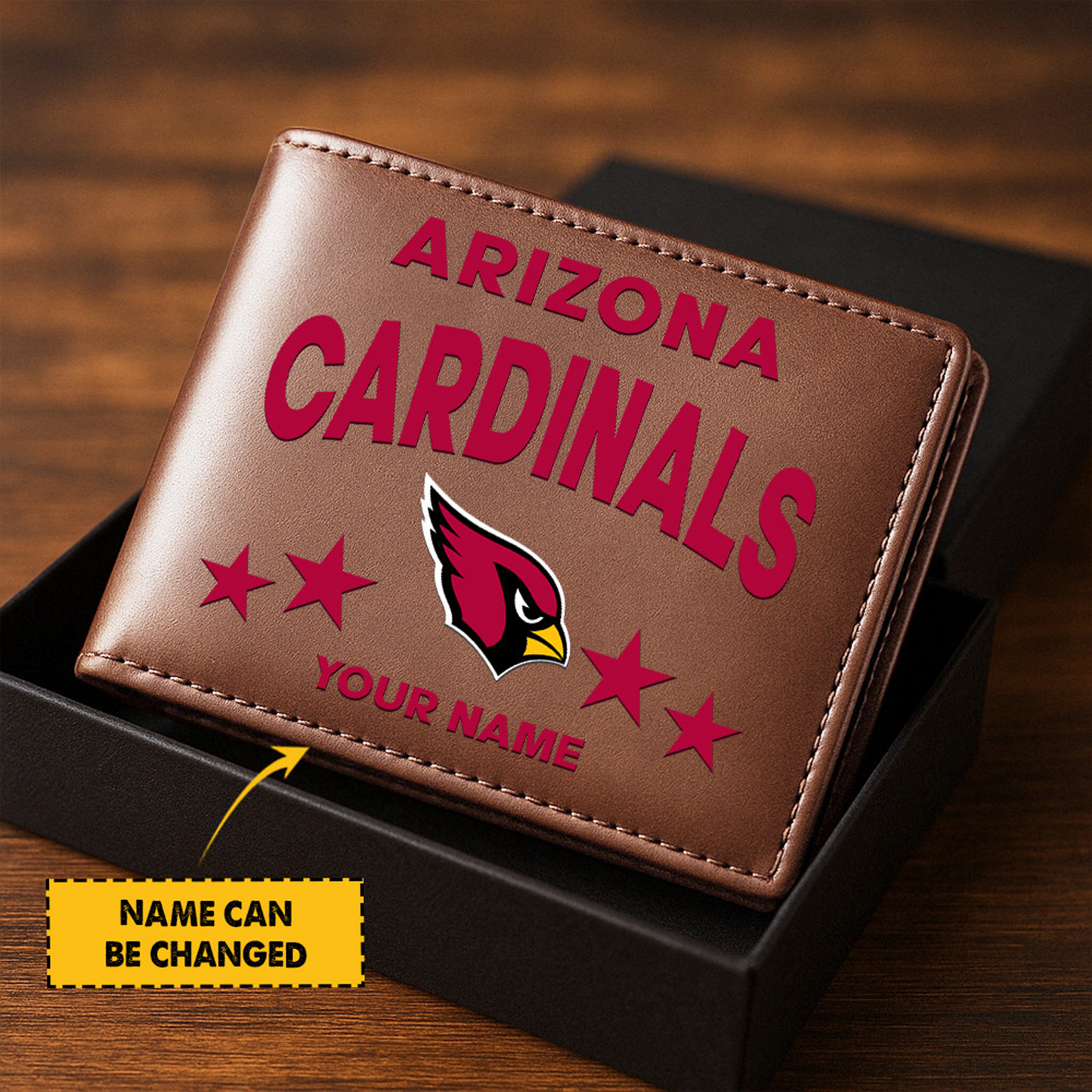 ARI Football Leather Man Black Brown Wallet Personalized Any Name DATND TANTD