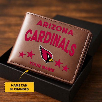 ARI Football Leather Man Black Brown Wallet Personalized Any Name DATND TANTD