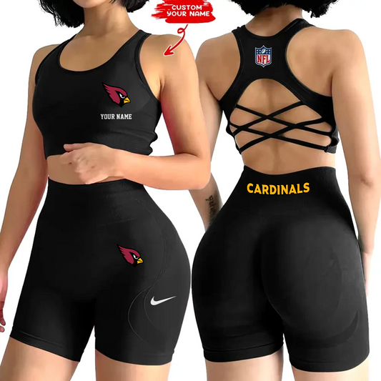 ARI x NFL 2-PCS Women's Seamless Yoga Set Sexy Sport Bra High Waist Sports Shorts DATND TANTD
