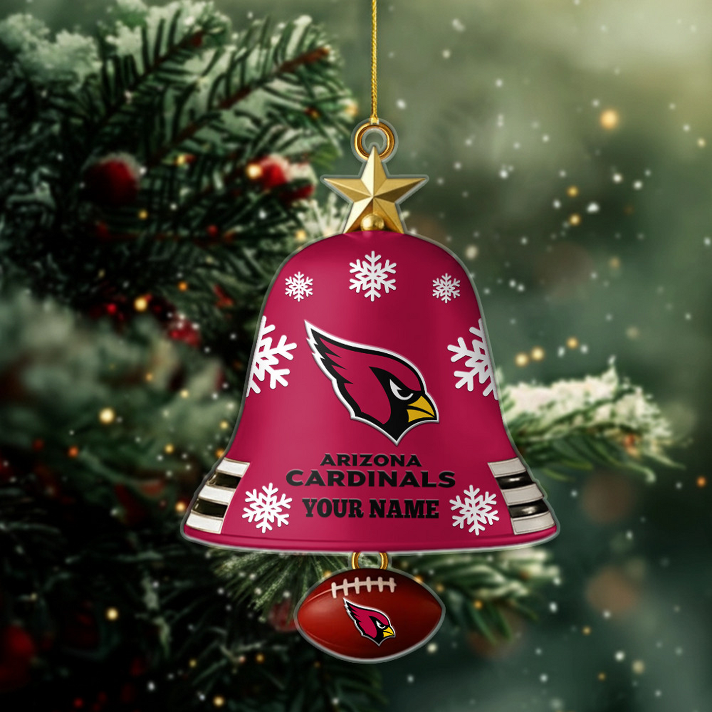 ARI X NFL Christmas Bell Ornament Custom Any Name Gifts NAK THUONGNH