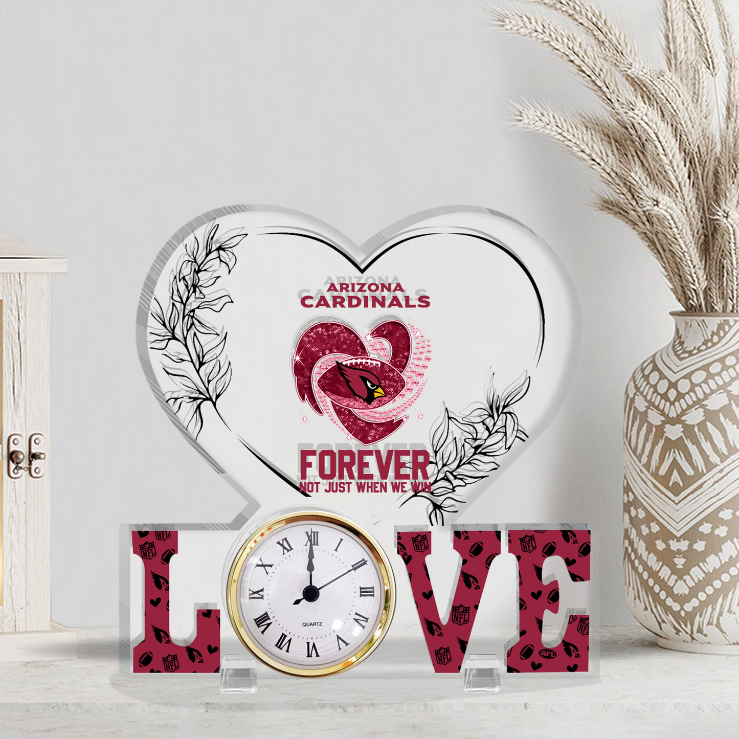 ARI x NFL Forever Not Just When We Win Acrylic Clock DATND TANTD