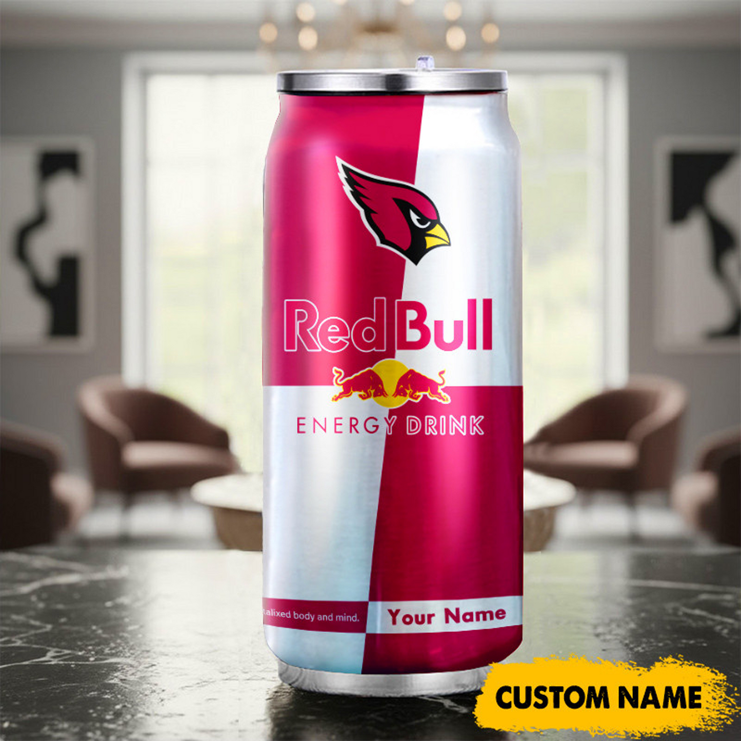 ARI x NFL Mix RedB Drink Can Tumbler Custom Any Name DATND TANTD
