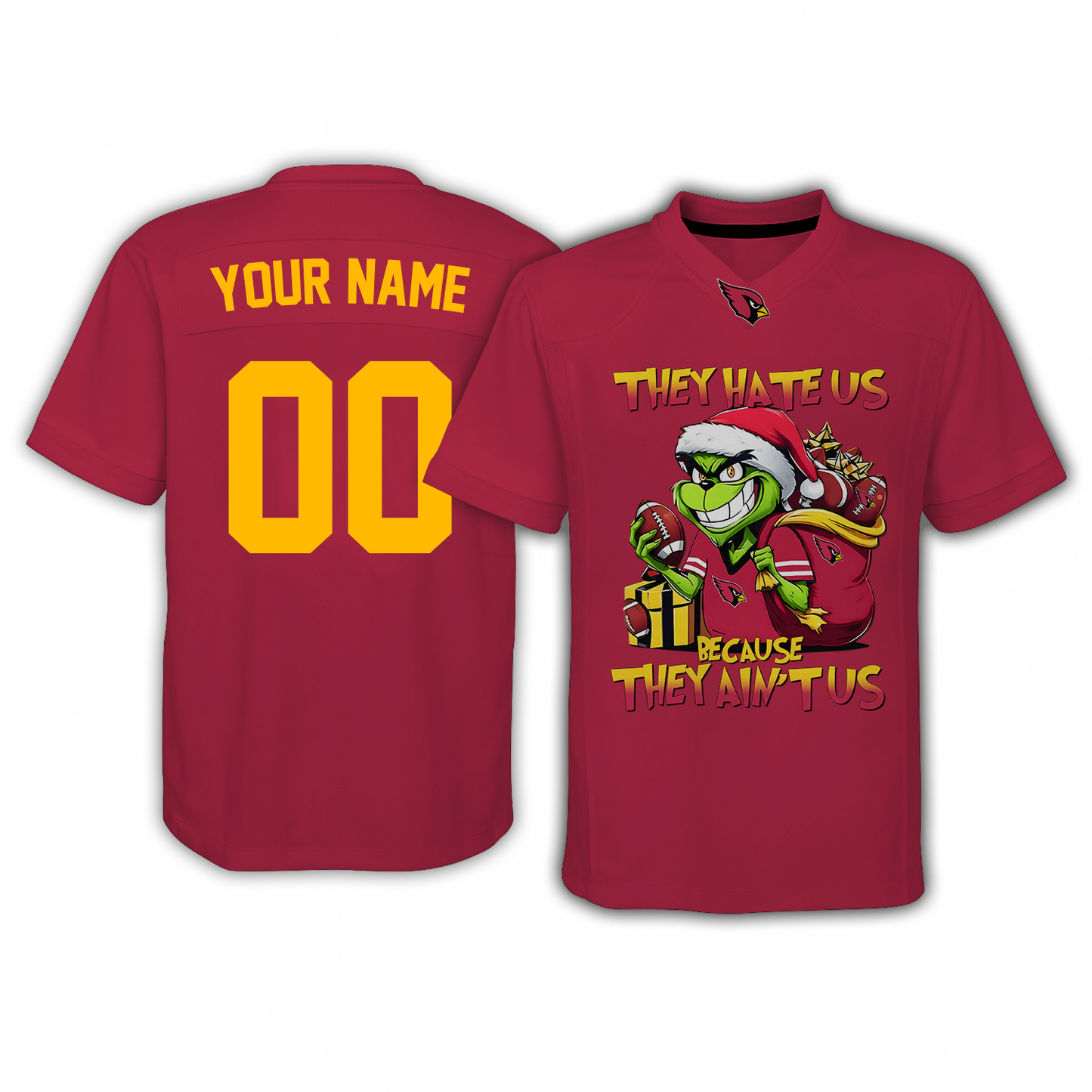 ARI x NFL They Hate Us Because They Ain't Us Grinch Christmas-V-neck Short Sleeve Jersey DatND DVT