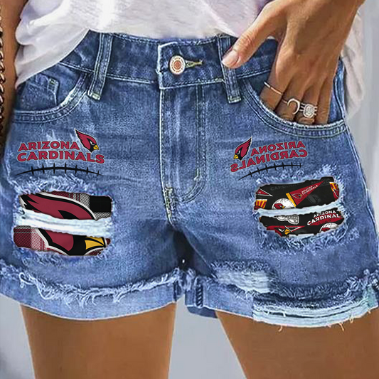 Arizona Cardinals Rip Print Fashion Denim Shorts DatND DVT
