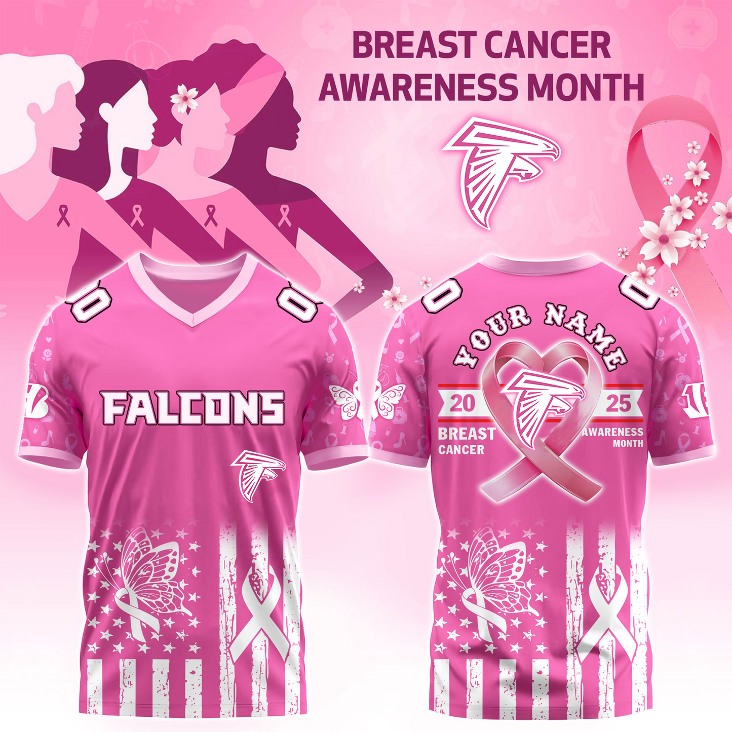 ATL x Breast Cancer Awareness Month 2025 V-neck Short Sleeve Jersey DatND DVT