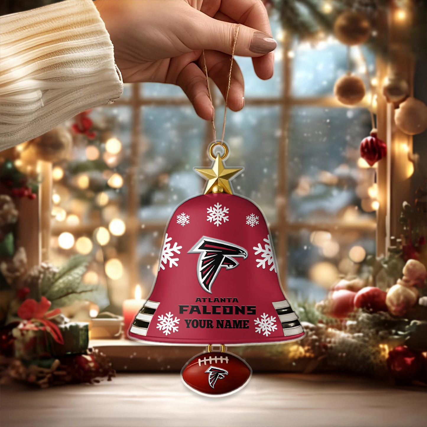 ATL X NFL Christmas Bell Ornament Custom Any Name Gifts NAK THUONGNH