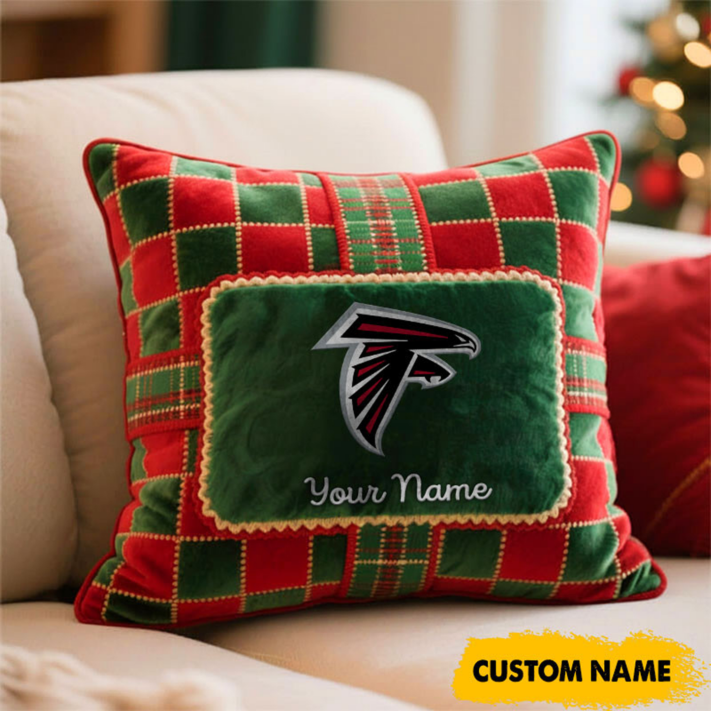 ATL x NFL Christmas New Square Pillow DatND DVT