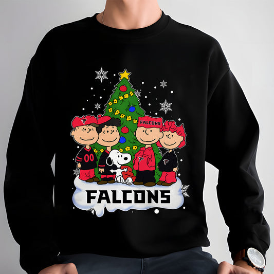 ATL x NFL Peanuts Snoopy And Friends Christmas Tree 2D Shirt DatND DVT