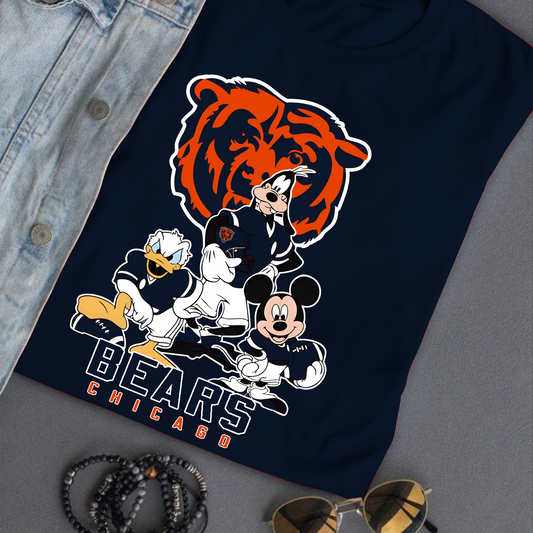 Chicago Bears Mickey Goofy Donald Disney NFL T-Shirt DATND TANTD