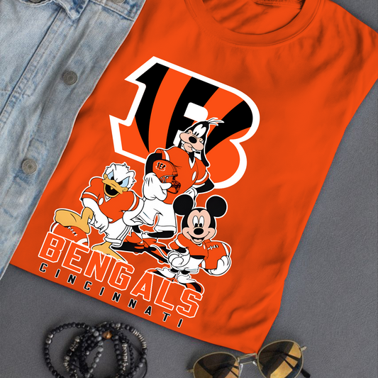 Cincinnati Bengals Mickey Goofy Donald Disney NFL T-Shirt DATND TANTD