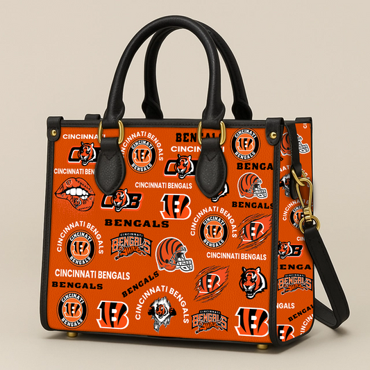 Cincinnati Bengals Women Leather Hand Bag V1 DATND TANTD