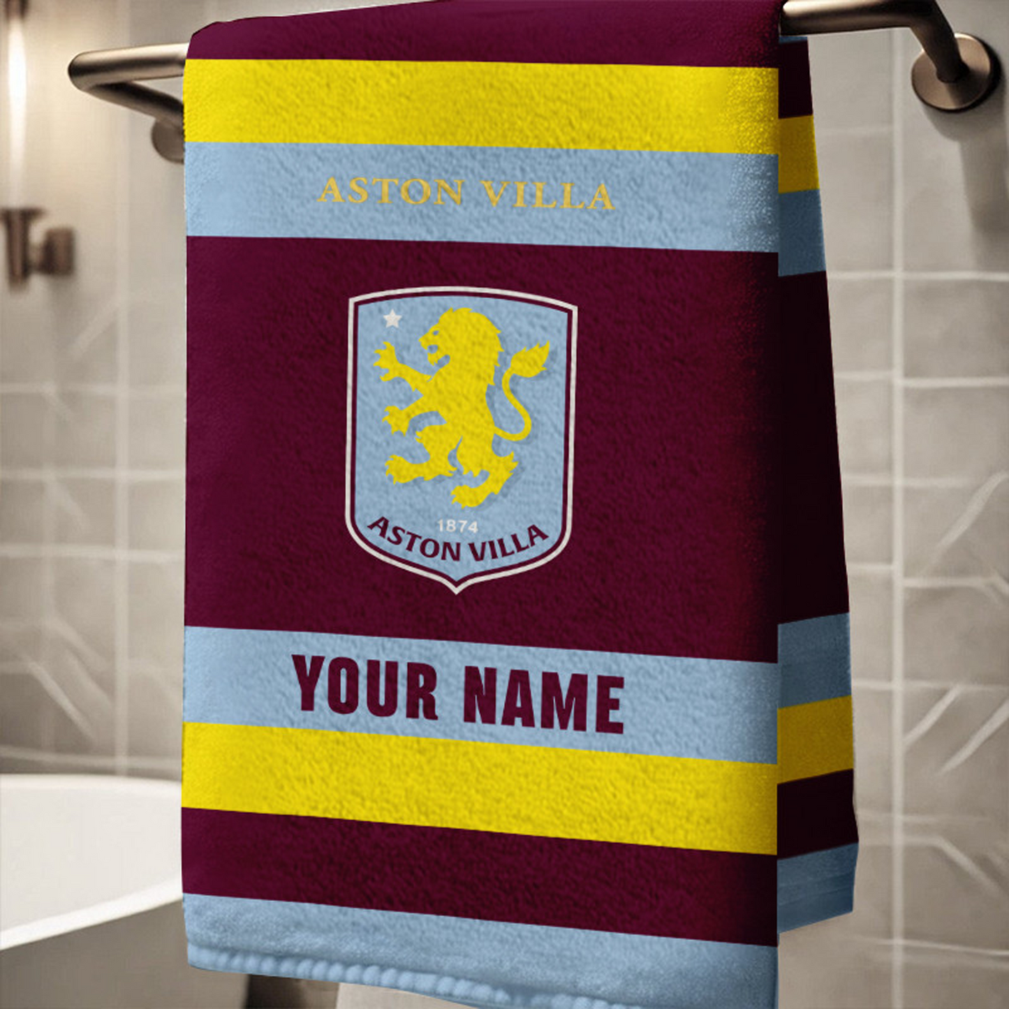 EPL Aston Villa Bath Towel Large Size Custom Name Gift For Fan DatND DVT