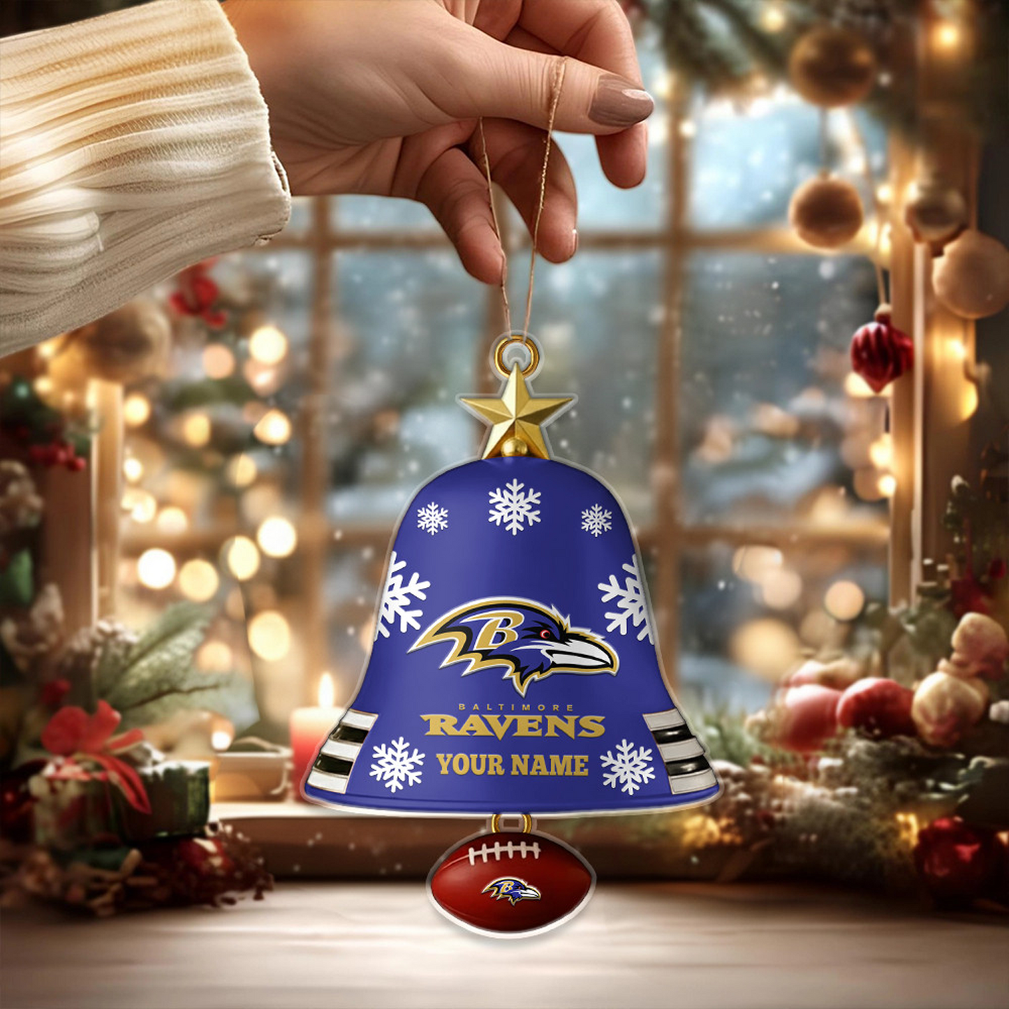 BAL X NFL Christmas Bell Ornament Custom Any Name Gifts NAK THUONGNH