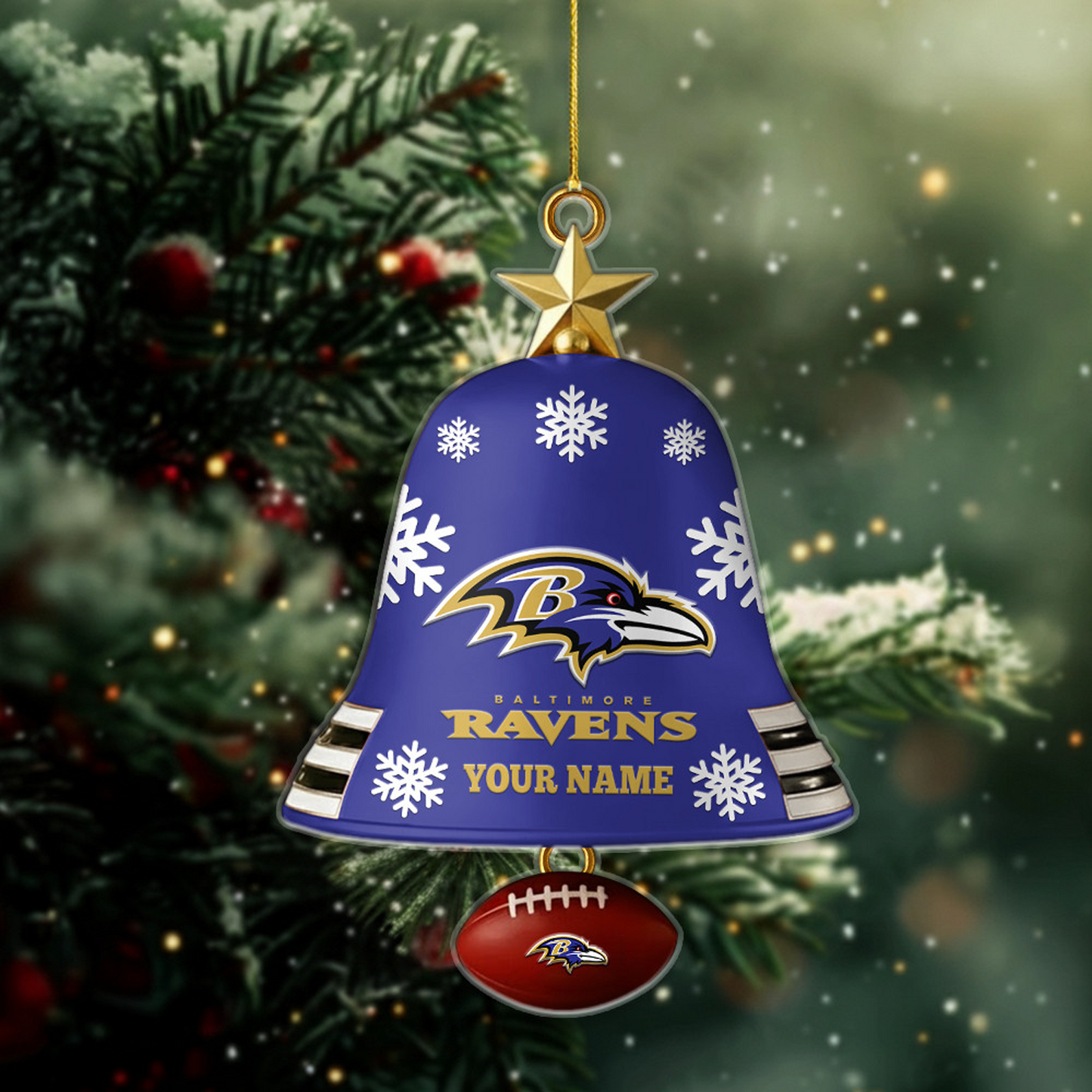 BAL X NFL Christmas Bell Ornament Custom Any Name Gifts NAK THUONGNH