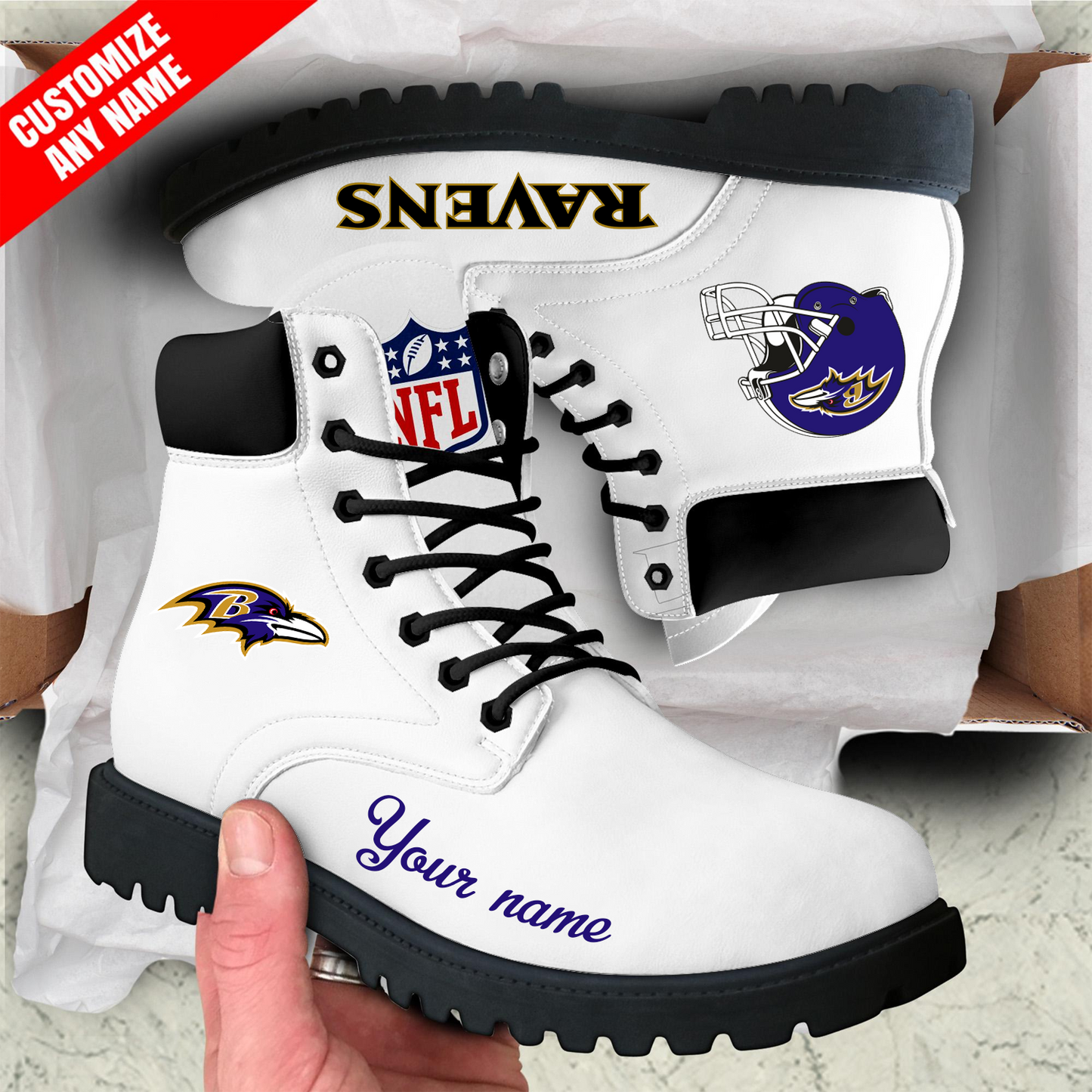 BAL x NFL Custom Leather Boots DATND TANTD