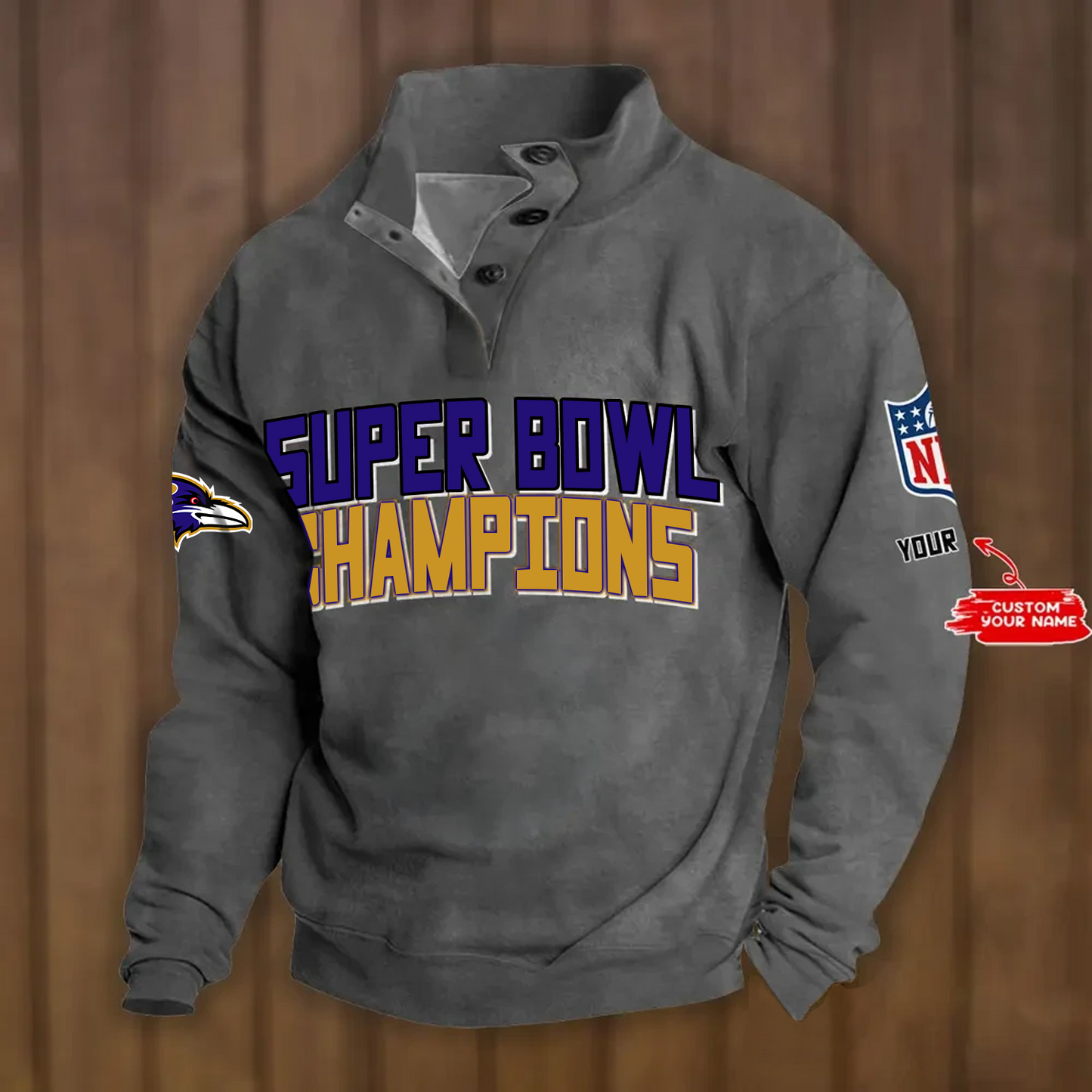 BAL x NFL Double Breasted Stand Collar Hoodies DATND TANTD