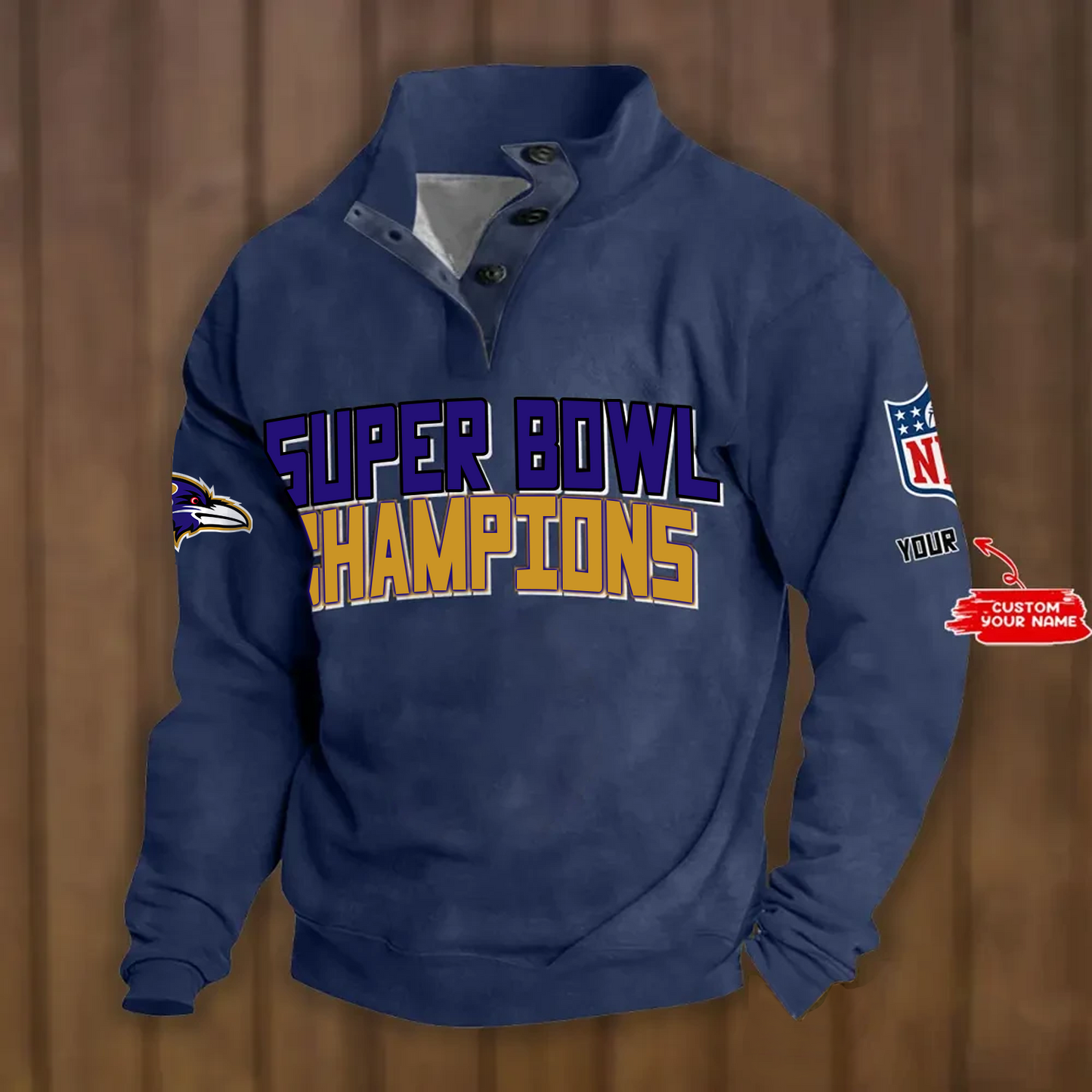 BAL x NFL Double Breasted Stand Collar Hoodies DATND TANTD