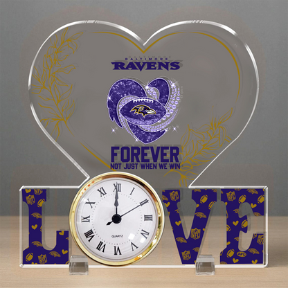 BAL x NFL Forever Not Just When We Win Acrylic Clock DATND TANTD