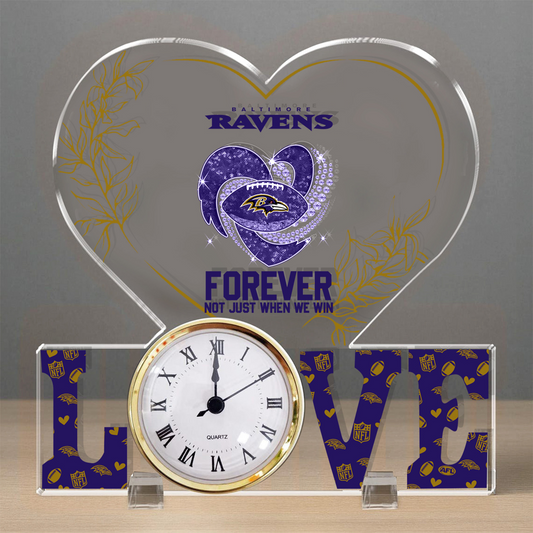 BAL x NFL Forever Not Just When We Win Acrylic Clock DATND TANTD