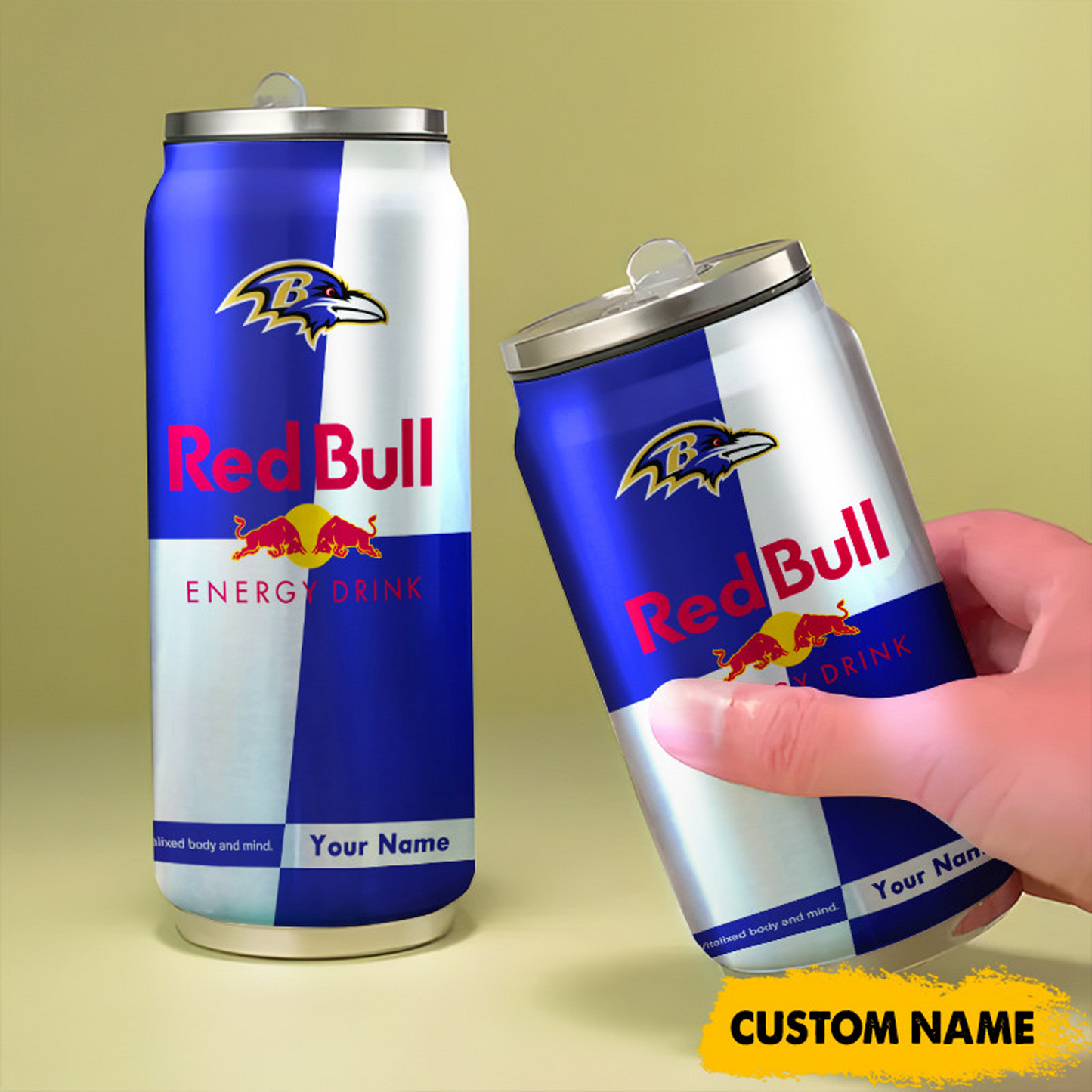 BAL x NFL Mix RedB Drink Can Tumbler Custom Any Name DATND TANTD