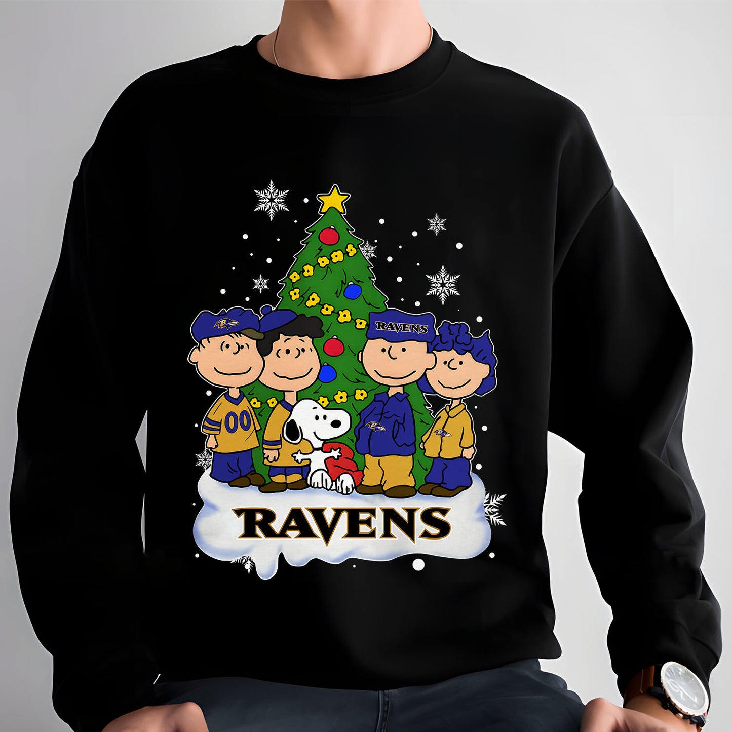 BAL x NFL Peanuts Snoopy And Friends Christmas Tree 2D Shirt DatND DVT