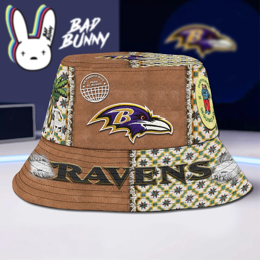 Baltimore Ravens Premium NFL Bad Bunny Bucket Hat NAK