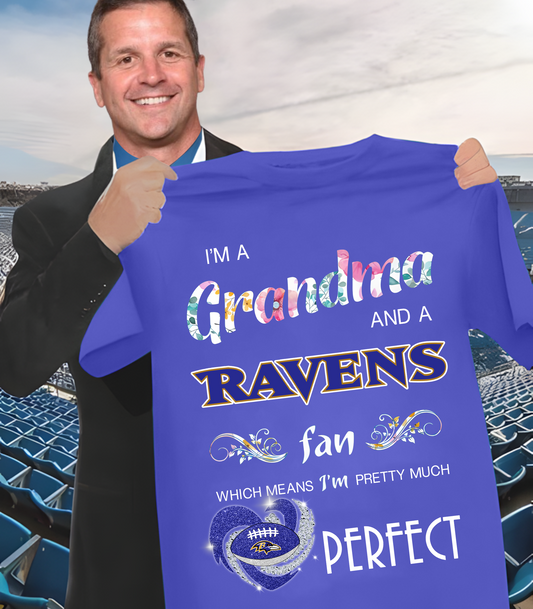 BAT x NFL I'm A Grandma And A Fan Which Mean I'm Pretty Much Perfect 2D Shirt DatND ThuongNH