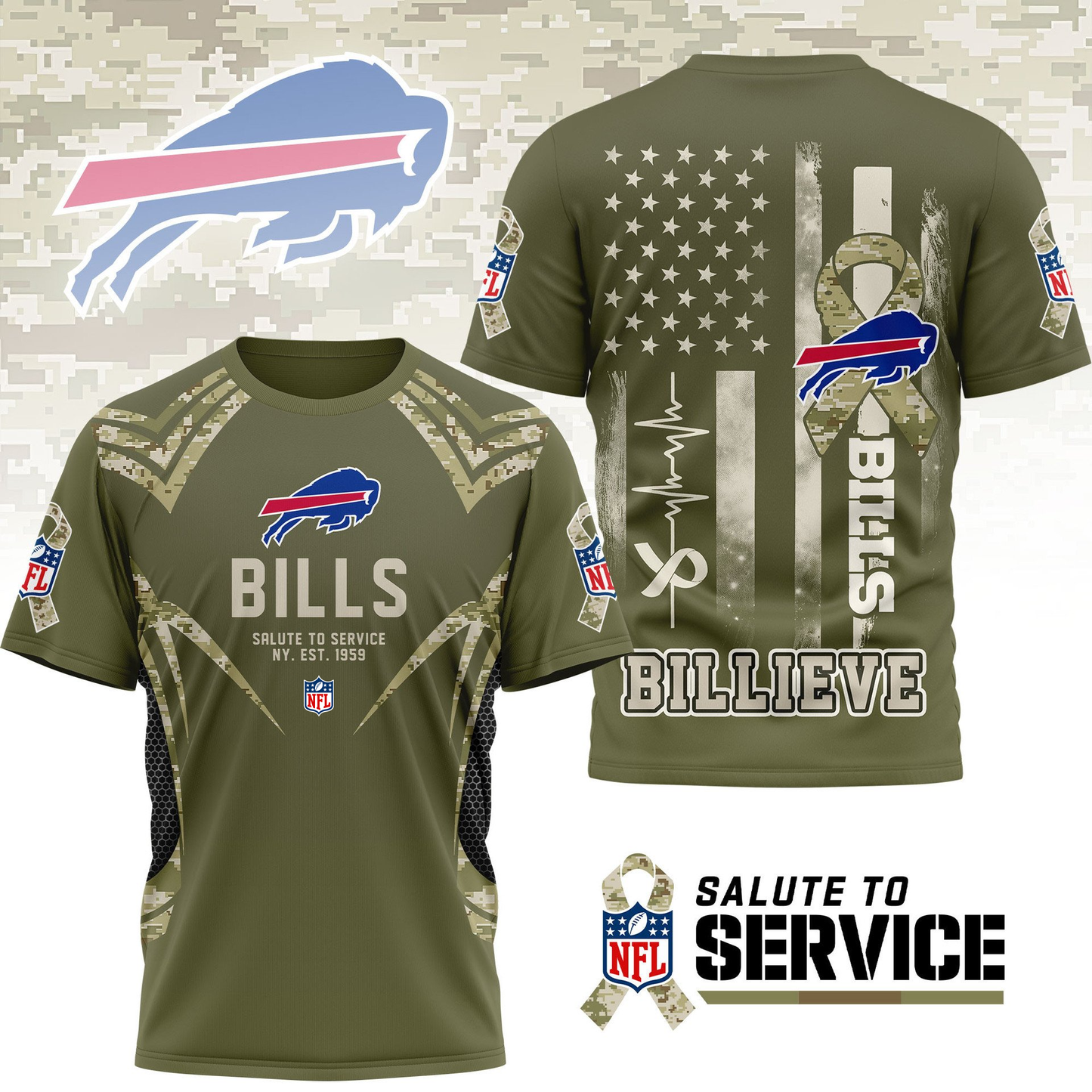 BB Premium NFL Salute to Service Camo 3D Shirt DDT CTND