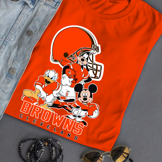 Cleveland Browns Mickey Goofy Donald Disney NFL T-Shirt DATND TANTD
