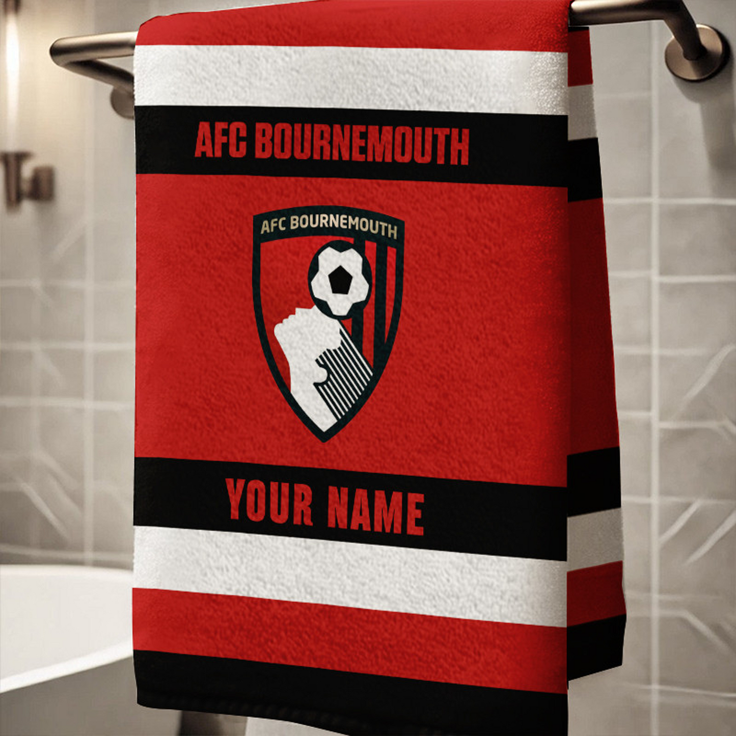 EPL Bournemouth Bath Towel Large Size Custom Name Gift For Fan DatND DVT