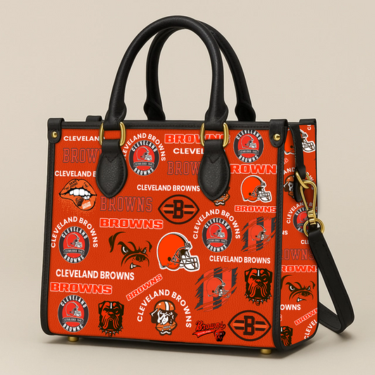 Cleveland Browns Women Leather Hand Bag V1 DATND TANTD
