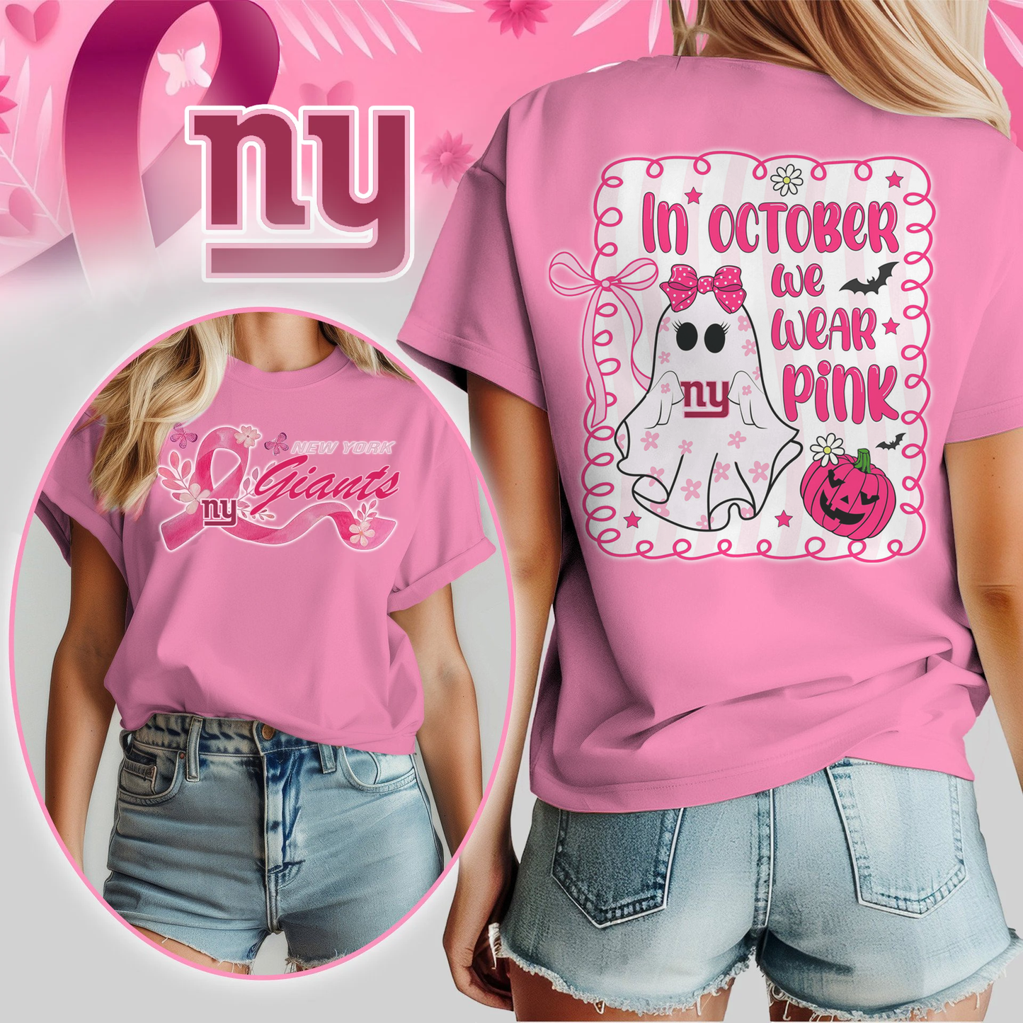 NFL NYG - In October We Wear Pink Shirt DDT NTL
