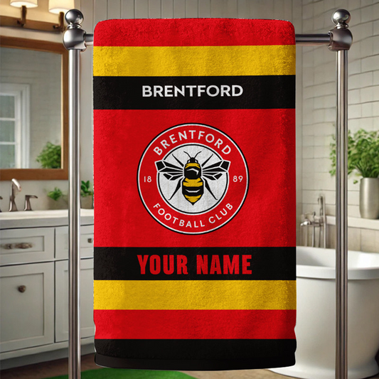EPL Brentford Bath Towel Large Size Custom Name Gift For Fan DatND DVT