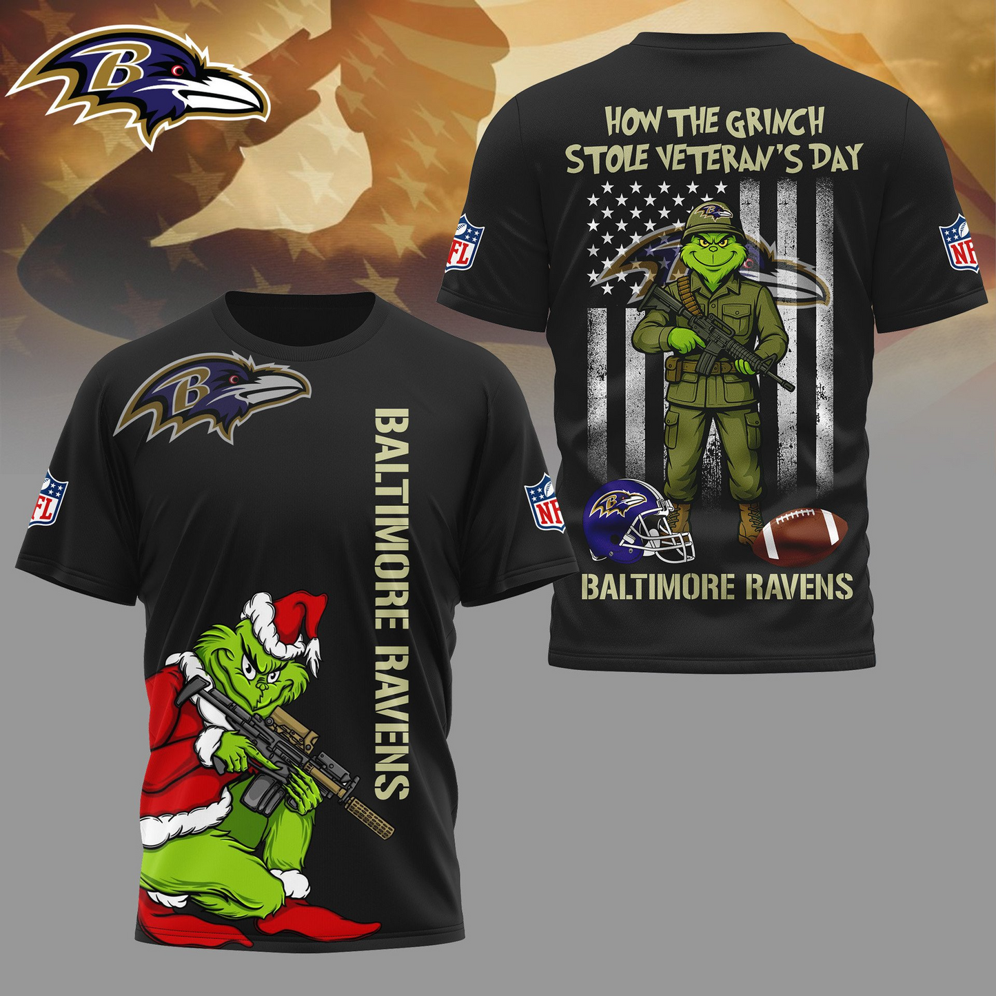 BR Premium NFL The Grinch Salute Veterans DDT CTND