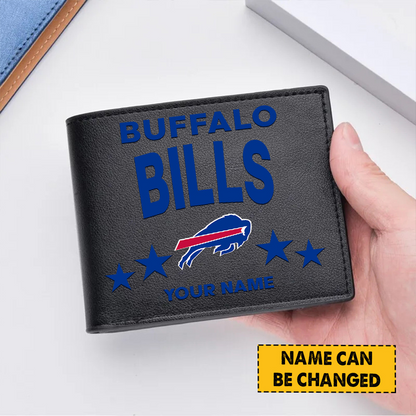 BUF Football Leather Man Black Brown Wallet Personalized Any Name DATND TANTD